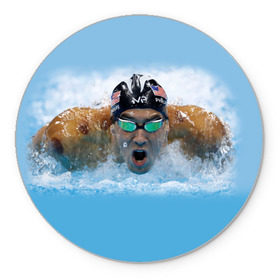 Коврик круглый с принтом swimmer , резина и полиэстер | круглая форма, изображение наносится на всю лицевую часть | пловец