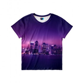 Детская футболка 3D с принтом Ночной город , 100% гипоаллергенный полиэфир | прямой крой, круглый вырез горловины, длина до линии бедер, чуть спущенное плечо, ткань немного тянется | город | ночь