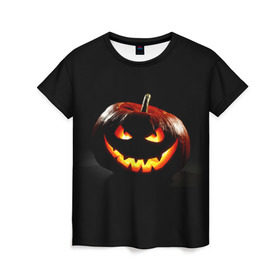 Женская футболка 3D с принтом Хитрая тыква , 100% полиэфир ( синтетическое хлопкоподобное полотно) | прямой крой, круглый вырез горловины, длина до линии бедер | halloween | в идеи подарков в хеллоуин | тыквы | хеллоиун | хэллоуин | хэлоуин