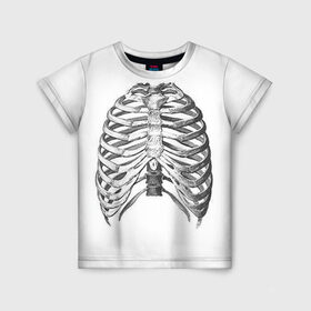 Детская футболка 3D с принтом Ребра , 100% гипоаллергенный полиэфир | прямой крой, круглый вырез горловины, длина до линии бедер, чуть спущенное плечо, ткань немного тянется | bones | halloween | skull | скелет | скелеты | хеллоиун | хэллоуин | хэлоуин | череп | черепа
