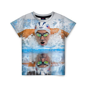 Детская футболка 3D с принтом Пловец , 100% гипоаллергенный полиэфир | прямой крой, круглый вырез горловины, длина до линии бедер, чуть спущенное плечо, ткань немного тянется | Тематика изображения на принте: плавание