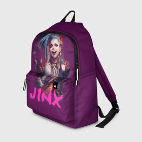 Рюкзак 3D с принтом Jinx , 100% полиэстер | лямки с регулируемой длиной, сверху петелька, чтобы рюкзак можно было повесить на вешалку. Основное отделение закрывается на молнию, как и внешний карман. Внутри два дополнительных кармана, один из которых закрывается на молнию. По бокам два дополнительных кармашка | l.o.l | league of legends | игры | лига легенд | лол