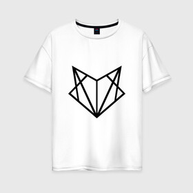 Женская футболка хлопок Oversize с принтом Лиса геометрия , 100% хлопок | свободный крой, круглый ворот, спущенный рукав, длина до линии бедер
 | геометрия | лиса | стиль | треугольники