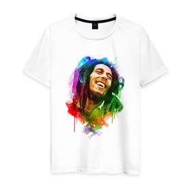 Мужская футболка хлопок с принтом Bob Marley , 100% хлопок | прямой крой, круглый вырез горловины, длина до линии бедер, слегка спущенное плечо. | Тематика изображения на принте: боб | марли | музыка