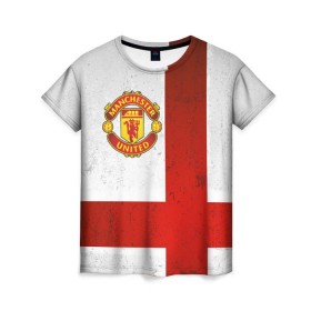 Женская футболка 3D с принтом Manchester United FC , 100% полиэфир ( синтетическое хлопкоподобное полотно) | прямой крой, круглый вырез горловины, длина до линии бедер | англия | клуб | манчестер | фк | футбол | футбольный | юнайтед
