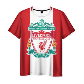 Мужская футболка 3D с принтом Liverpool FC , 100% полиэфир | прямой крой, круглый вырез горловины, длина до линии бедер | англия | клуб | ливерпуль | фк | футбол | футбольный