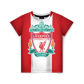 Детская футболка 3D с принтом Liverpool FC , 100% гипоаллергенный полиэфир | прямой крой, круглый вырез горловины, длина до линии бедер, чуть спущенное плечо, ткань немного тянется | Тематика изображения на принте: англия | клуб | ливерпуль | фк | футбол | футбольный