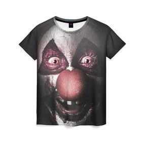 Женская футболка 3D с принтом Милый клоун , 100% полиэфир ( синтетическое хлопкоподобное полотно) | прямой крой, круглый вырез горловины, длина до линии бедер | Тематика изображения на принте: злобный