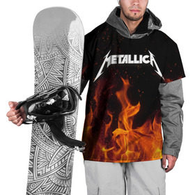 Накидка на куртку 3D с принтом Metallica fire , 100% полиэстер |  | металлика