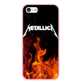 Чехол для iPhone 5/5S матовый с принтом Metallica fire , Силикон | Область печати: задняя сторона чехла, без боковых панелей | металлика