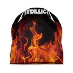 Шапка 3D с принтом Metallica fire , 100% полиэстер | универсальный размер, печать по всей поверхности изделия | Тематика изображения на принте: металлика