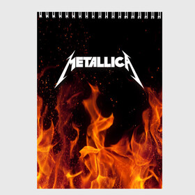 Скетчбук с принтом Metallica fire , 100% бумага
 | 48 листов, плотность листов — 100 г/м2, плотность картонной обложки — 250 г/м2. Листы скреплены сверху удобной пружинной спиралью | Тематика изображения на принте: металлика