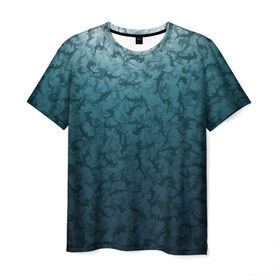 Мужская футболка 3D с принтом Акулы-молоты , 100% полиэфир | прямой крой, круглый вырез горловины, длина до линии бедер | камуфляж | море | океан | рыба