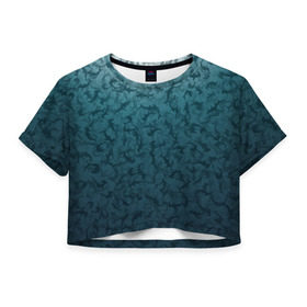 Женская футболка 3D укороченная с принтом Акулы-молоты , 100% полиэстер | круглая горловина, длина футболки до линии талии, рукава с отворотами | камуфляж | море | океан | рыба