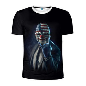 Мужская футболка 3D спортивная с принтом Payday , 100% полиэстер с улучшенными характеристиками | приталенный силуэт, круглая горловина, широкие плечи, сужается к линии бедра | Тематика изображения на принте: payday | маска