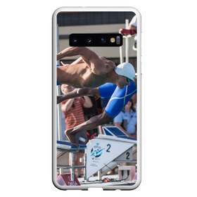 Чехол для Samsung Galaxy S10 с принтом Swimmer , Силикон | Область печати: задняя сторона чехла, без боковых панелей | Тематика изображения на принте: плавание | пловец. прыжок