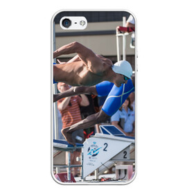 Чехол для iPhone 5/5S матовый с принтом Swimmer , Силикон | Область печати: задняя сторона чехла, без боковых панелей | плавание | пловец. прыжок
