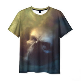 Мужская футболка 3D с принтом Череп в дыму , 100% полиэфир | прямой крой, круглый вырез горловины, длина до линии бедер | Тематика изображения на принте: дым | скелет | череп