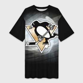 Платье-футболка 3D с принтом Хоккей 1 ,  |  | nhl | stanley cup |  pittsburgh penguins | кросби | кубок стенли | кубок стэнли | малкин | нхл | пингвинс | питтсбург пингвинз | сидни кросби | хоккей | хоккейный клуб