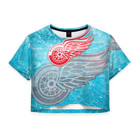 Женская футболка 3D укороченная с принтом Хоккей 3 , 100% полиэстер | круглая горловина, длина футболки до линии талии, рукава с отворотами | nhl | stanley cup |  detroit red wings | детройд | детройт ред уингз | кубок стенли | кубок стэнли | марченко | нхл | хоккей | хоккейный клуб