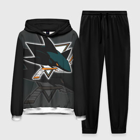 Мужской костюм 3D (с толстовкой) с принтом Хоккей 11 ,  |  | nhl | san jose sharks | sharks | stanley cup | кубок стенли | кубок стэнли | нхл | сан хосе | сан хосе шаркс | хоккей | хоккейный клуб | шаркс