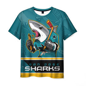 Мужская футболка 3D с принтом San Jose Sharks , 100% полиэфир | прямой крой, круглый вырез горловины, длина до линии бедер | Тематика изображения на принте: nhl | san jose sharks | sharks | stanley cup | кубок стенли | кубок стэнли | нхл | сан хосе | сан хосе шаркс | хоккей | хоккейный клуб | шаркс