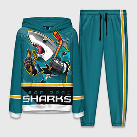 Женский костюм 3D (с толстовкой) с принтом San Jose Sharks ,  |  | nhl | san jose sharks | sharks | stanley cup | кубок стенли | кубок стэнли | нхл | сан хосе | сан хосе шаркс | хоккей | хоккейный клуб | шаркс