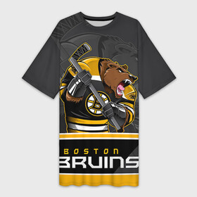 Платье-футболка 3D с принтом Boston Bruins ,  |  | boston bruins | nhl | stanley cup | бостон | бостон брюинз | брюинз | брюинс | кубок стенли | кубок стэнли | нхл | хоккей | хоккейный клуб | худобин