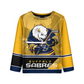 Детский лонгслив 3D с принтом Buffalo Sabres , 100% полиэстер | длинные рукава, круглый вырез горловины, полуприлегающий силуэт
 | Тематика изображения на принте: buffalo sabres | nhl | stanley cup | баффало сейбрз | буффало | кубок стенли | кубок стэнли | куликов | нхл | хоккей | хоккейный клуб