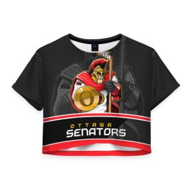 Женская футболка 3D укороченная с принтом Ottawa Senators , 100% полиэстер | круглая горловина, длина футболки до линии талии, рукава с отворотами | nhl | ottawa senators | stanley cup | кубок стенли | кубок стэнли | нхл | оттава сенаторз | сенаторс | хоккей | хоккейный клуб