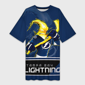 Платье-футболка 3D с принтом Tampa Bay Lightning ,  |  | nhl | stanley cup | tampa bay lightning | ампа бэй лайтнинг | василевский | кубок стенли | кубок стэнли | кучеров | наместников | нестеров | нхл | тампа бэй | хоккей | хоккейный клуб