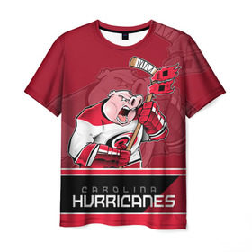 Мужская футболка 3D с принтом Carolina Hurricanes , 100% полиэфир | прямой крой, круглый вырез горловины, длина до линии бедер | carolina hurricanes | nhl | stanley cup | каролина | каролина харрикейнз | кубок стенли | кубок стэнли | нхл | хоккей | хоккейный клуб | хурикэйнс