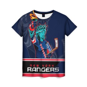 Женская футболка 3D с принтом New York Rangers , 100% полиэфир ( синтетическое хлопкоподобное полотно) | прямой крой, круглый вырез горловины, длина до линии бедер | new york rangers | nhl | stanley cup | кубок стенли | кубок стэнли | нхл | нью йорк рейнджерс | нью йорк рейнджеры | рейнджеры | хоккей | хоккейный клуб