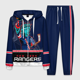 Мужской костюм 3D с принтом New York Rangers , 100% полиэстер | Манжеты и пояс оформлены тканевой резинкой, двухслойный капюшон со шнурком для регулировки, карманы спереди | new york rangers | nhl | stanley cup | кубок стенли | кубок стэнли | нхл | нью йорк рейнджерс | нью йорк рейнджеры | рейнджеры | хоккей | хоккейный клуб