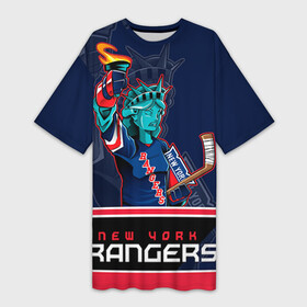 Платье-футболка 3D с принтом New York Rangers ,  |  | new york rangers | nhl | stanley cup | кубок стенли | кубок стэнли | нхл | нью йорк рейнджерс | нью йорк рейнджеры | рейнджеры | хоккей | хоккейный клуб