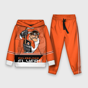 Детский костюм 3D (с толстовкой) с принтом Philadelphia Flyers ,  |  | Тематика изображения на принте: nhl | philadelphia flyers | stanley cup | кубок стенли | кубок стэнли | нхл | филадельфия | филадельфия флайерз | флаерс | хоккей | хоккейный клуб