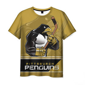 Мужская футболка 3D с принтом Pittsburgh Penguins , 100% полиэфир | прямой крой, круглый вырез горловины, длина до линии бедер | nhl | pittsburgh penguins | stanley cup | кросби | кубок стенли | кубок стэнли | малкин | нхл | пингвинс | питтсбург пингвинз | сидни кросби | хоккей | хоккейный клуб