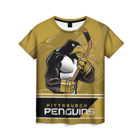 Женская футболка 3D с принтом Pittsburgh Penguins , 100% полиэфир ( синтетическое хлопкоподобное полотно) | прямой крой, круглый вырез горловины, длина до линии бедер | nhl | pittsburgh penguins | stanley cup | кросби | кубок стенли | кубок стэнли | малкин | нхл | пингвинс | питтсбург пингвинз | сидни кросби | хоккей | хоккейный клуб