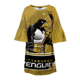 Детское платье 3D с принтом Pittsburgh Penguins , 100% полиэстер | прямой силуэт, чуть расширенный к низу. Круглая горловина, на рукавах — воланы | nhl | pittsburgh penguins | stanley cup | кросби | кубок стенли | кубок стэнли | малкин | нхл | пингвинс | питтсбург пингвинз | сидни кросби | хоккей | хоккейный клуб