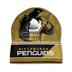 Шапка 3D с принтом Pittsburgh Penguins , 100% полиэстер | универсальный размер, печать по всей поверхности изделия | Тематика изображения на принте: nhl | pittsburgh penguins | stanley cup | кросби | кубок стенли | кубок стэнли | малкин | нхл | пингвинс | питтсбург пингвинз | сидни кросби | хоккей | хоккейный клуб