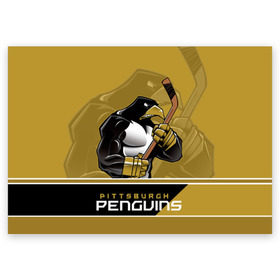 Поздравительная открытка с принтом Pittsburgh Penguins , 100% бумага | плотность бумаги 280 г/м2, матовая, на обратной стороне линовка и место для марки
 | nhl | pittsburgh penguins | stanley cup | кросби | кубок стенли | кубок стэнли | малкин | нхл | пингвинс | питтсбург пингвинз | сидни кросби | хоккей | хоккейный клуб