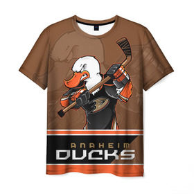 Мужская футболка 3D с принтом Anaheim Ducks , 100% полиэфир | прямой крой, круглый вырез горловины, длина до линии бедер | Тематика изображения на принте: anaheim ducks | nhl | stanley cup | кубок стенли | кубок стэнли | нхл | хоккей | хоккейный клуб