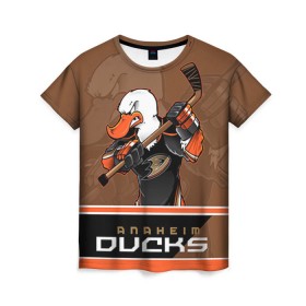 Женская футболка 3D с принтом Anaheim Ducks , 100% полиэфир ( синтетическое хлопкоподобное полотно) | прямой крой, круглый вырез горловины, длина до линии бедер | anaheim ducks | nhl | stanley cup | кубок стенли | кубок стэнли | нхл | хоккей | хоккейный клуб