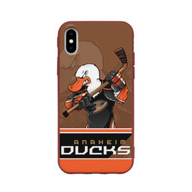 Чехол для Apple iPhone X силиконовый матовый с принтом Anaheim Ducks , Силикон | Печать на задней стороне чехла, без боковой панели | anaheim ducks | nhl | stanley cup | кубок стенли | кубок стэнли | нхл | хоккей | хоккейный клуб