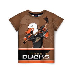 Детская футболка 3D с принтом Anaheim Ducks , 100% гипоаллергенный полиэфир | прямой крой, круглый вырез горловины, длина до линии бедер, чуть спущенное плечо, ткань немного тянется | anaheim ducks | nhl | stanley cup | кубок стенли | кубок стэнли | нхл | хоккей | хоккейный клуб