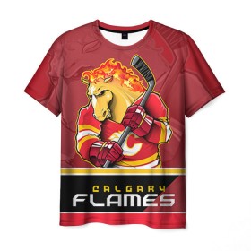 Мужская футболка 3D с принтом Calgary Flames , 100% полиэфир | прямой крой, круглый вырез горловины, длина до линии бедер | calgary flames | nhl | stanley cup | калгари флэймз | кубок стенли | кубок стэнли | нхл | флэймс | хоккей | хоккейный клуб
