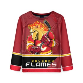 Детский лонгслив 3D с принтом Calgary Flames , 100% полиэстер | длинные рукава, круглый вырез горловины, полуприлегающий силуэт
 | calgary flames | nhl | stanley cup | калгари флэймз | кубок стенли | кубок стэнли | нхл | флэймс | хоккей | хоккейный клуб