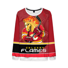 Мужской свитшот 3D с принтом Calgary Flames , 100% полиэстер с мягким внутренним слоем | круглый вырез горловины, мягкая резинка на манжетах и поясе, свободная посадка по фигуре | calgary flames | nhl | stanley cup | калгари флэймз | кубок стенли | кубок стэнли | нхл | флэймс | хоккей | хоккейный клуб