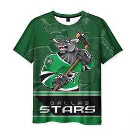 Мужская футболка 3D с принтом Dallas Stars , 100% полиэфир | прямой крой, круглый вырез горловины, длина до линии бедер | Тематика изображения на принте: dallas stars | nhl | stanley cup | даллас | даллас старз | кубок стенли | кубок стэнли | ничушкин | нхл | хоккей | хоккейный клуб