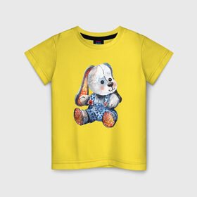 Детская футболка хлопок с принтом Акварельная плюшевая собачка , 100% хлопок | круглый вырез горловины, полуприлегающий силуэт, длина до линии бедер | акварель | дети | животные | игрушки